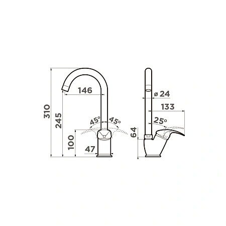 Смеситель для кухни Omoikiri Umi-DC 4994271 Смеситель для кухни Omoikiri Umi-DC 4994271