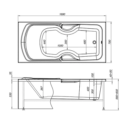 Акриловая ванна Aquanet Polo 170x80 00204024 Акриловая ванна Aquanet Polo 170x80 00204024