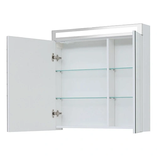 Зеркальный шкаф DREJA MAX, 80 см, 2 дверцы, 4 стеклянные полки, белый глянец 77.9009W Зеркальный шкаф DREJA MAX, 80 см, 2 дверцы, 4 стеклянные полки, белый глянец 77.9009W