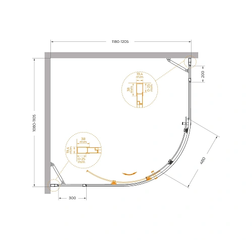 Душевой уголок CEZARES MOLVENO-RH-11-120/110-C-BORO-IV цвет профиля брашированное золото стекло прозрачное 1200x1100 мм Душевой уголок CEZARES MOLVENO-RH-11-120/110-C-BORO-IV цвет профиля брашированное золото стекло прозрачное 1200x1100 мм