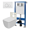 Комплект инсталляции Point Элемент PN45120 с клавишей смыва Виктория, белая/хром, PN44061WC и унитазом Меркурий с сиденьем микролифт белый PN41831