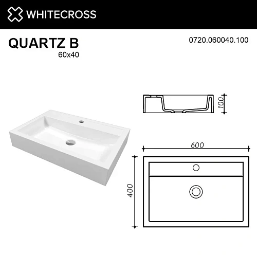 Раковина WHITECROSS Quartz B 60x40 (белый глянец) 0720.060040.100 Раковина WHITECROSS Quartz B 60x40 (белый глянец) 0720.060040.100
