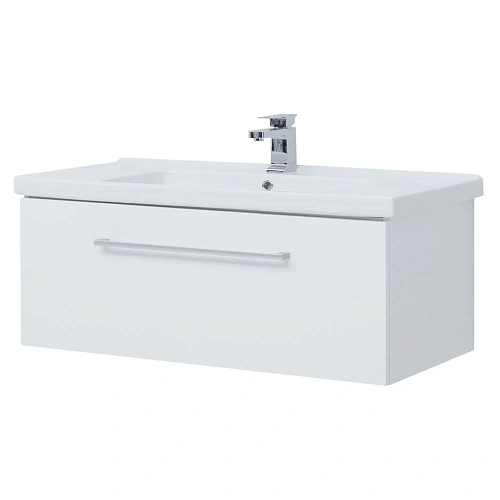 Тумба под раковину DREJA BIG INN, 100 см, подвесная, 1 ящик + выдвижной внутренний ящик, белый гляне 77.0205W Тумба под раковину DREJA BIG INN, 100 см, подвесная, 1 ящик + выдвижной внутренний ящик, белый гляне 77.0205W