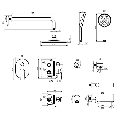 Душевая система Lemark Verba LM11422C встраиваемая, хром Душевая система Lemark Verba LM11422C встраиваемая, хром