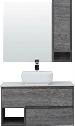 Комплект мебели STWORKI Карлстад 90 дуб рошелье, монте тиберио, в стиле лофт, серая, подвесная (комп 425502 Комплект мебели STWORKI Карлстад 90 дуб рошелье, монте тиберио, в стиле лофт, серая, подвесная (комп 425502