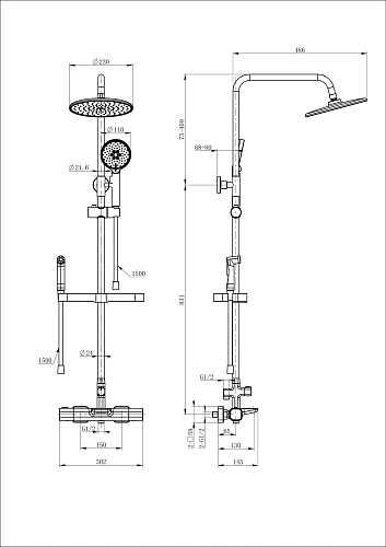 Душевая система Wonzon & Woghand с термостатом, хром (WW-C3017-A1-CR) Душевая система Wonzon & Woghand с термостатом, хром (WW-C3017-A1-CR)