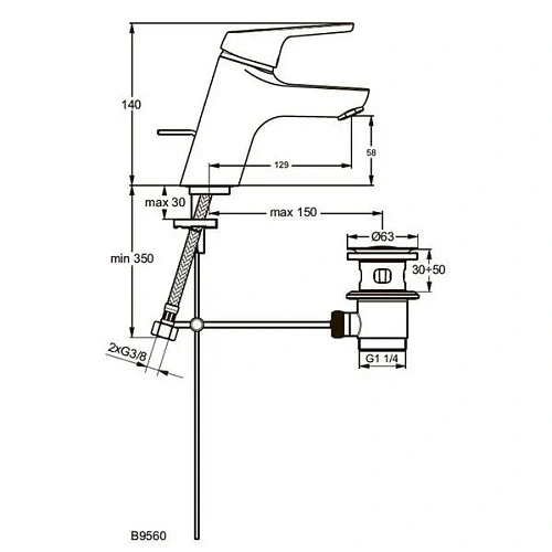 Смеситель для раковины Ideal Standard Cerasptint 2012 B9560AA Смеситель для раковины Ideal Standard Cerasptint 2012 B9560AA