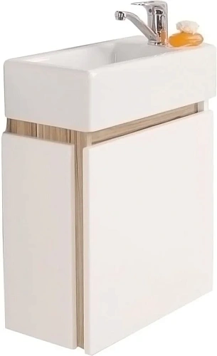 Тумба с раковиной Aquaton Эклипс 45 1A1728K1EK49L левосторонняя, белая Тумба с раковиной Aquaton Эклипс 45 1A1728K1EK49L левосторонняя, белая