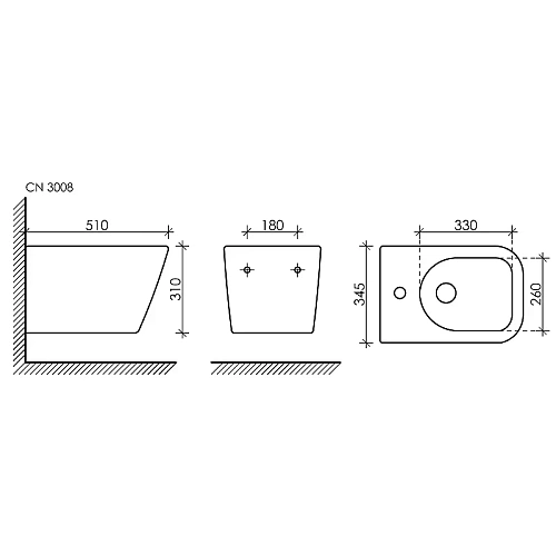 Биде подвесное Ceramica Nova METRIC CN3008MB черный матовый Биде подвесное Ceramica Nova METRIC CN3008MB черный матовый