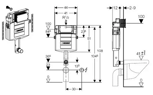 Бачок скрытого монтажа GEBERIT UP320 109.300.00.5 Бачок скрытого монтажа GEBERIT UP320 109.300.00.5