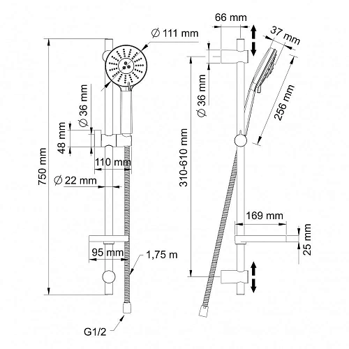 Душевой гарнитур Swedbe Calypso 5083 Душевой гарнитур Swedbe Calypso 5083