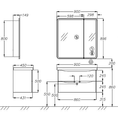 Тумба под раковину Opadiris Элеганс 90, белый матовый (под раковину CeraStyle FRAME 90) 00-00006896 Тумба под раковину Opadiris Элеганс 90, белый матовый (под раковину CeraStyle FRAME 90) 00-00006896