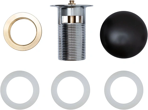 Донный клапан Aquanet черный матовый, с переливом 00333929 Донный клапан Aquanet черный матовый, с переливом 00333929