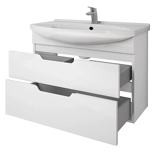 Тумба под раковину DREJA LAGUNA PLUS, 105 см, подвесная/напольная, 2 ящика, с опорами, белый глянец 99.0108 Тумба под раковину DREJA LAGUNA PLUS, 105 см, подвесная/напольная, 2 ящика, с опорами, белый глянец 99.0108