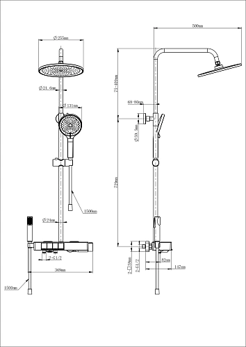 Душевая система Wonzon & Woghand с термостатом, черный матовый (WW-B3580-MB) Душевая система Wonzon & Woghand с термостатом, черный матовый (WW-B3580-MB)