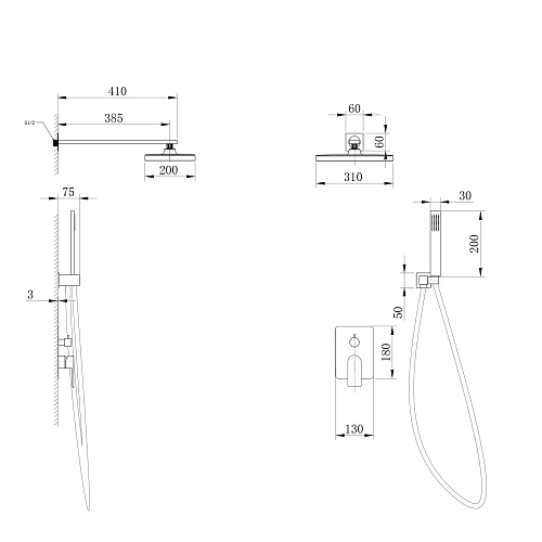 Душевая система ABBER Weiss Insel AF8018FW скрытого монтажа без излива, белый матовый Душевая система ABBER Weiss Insel AF8018FW скрытого монтажа без излива, белый матовый