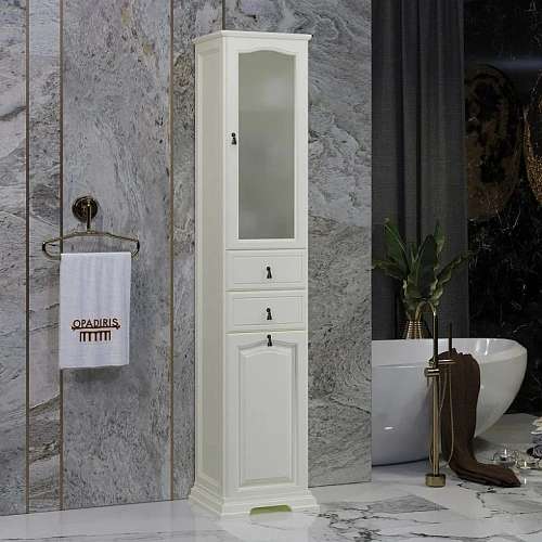 Шкаф-пенал Opadiris Риспекто 40, с бельевой корзиной, слоновая кость, левый, вар. 2 00-00005836 Шкаф-пенал Opadiris Риспекто 40, с бельевой корзиной, слоновая кость, левый, вар. 2 00-00005836