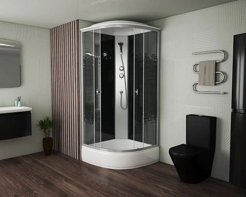 Душевая кабина Niagara NG-3504-14BLACK (900х900х2150) средний поддон (26см) стекло мозаика 3504 Душевая кабина Niagara NG-3504-14BLACK (900х900х2150) средний поддон (26см) стекло мозаика 3504