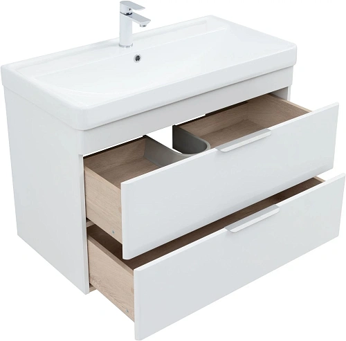 Тумба под раковину Aquanet Ирис New 90 белый глянец 00336311 подвесная Тумба под раковину Aquanet Ирис New 90 белый глянец 00336311 подвесная