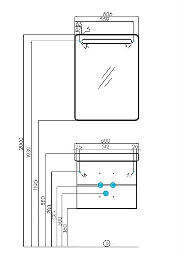 Тумба под раковину Aquaton Америна 60 черная 1A135401AM950 Тумба под раковину Aquaton Америна 60 черная 1A135401AM950