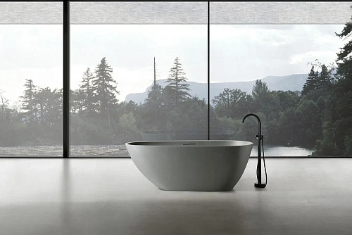 Ванна отдельностоящая ABBER AM9911MLG 170x75 универсальная, светло-серый матовая, искусственный камень Ванна отдельностоящая ABBER AM9911MLG 170x75 универсальная, светло-серый матовая, искусственный камень