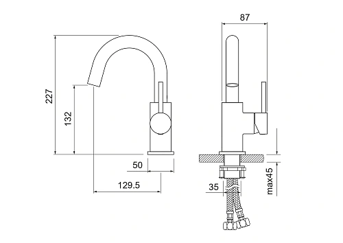 Смеситель для раковины Aquatek Европа AQ1307BGM черный хром шлифованный Смеситель для раковины Aquatek Европа AQ1307BGM черный хром шлифованный