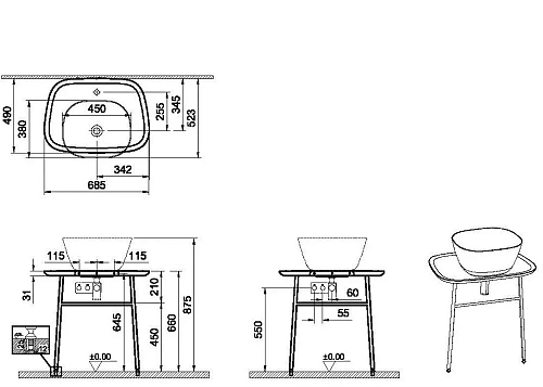 Столешница Vitra PLURAL Plural 70 см 62561 матовый белый Столешница Vitra PLURAL Plural 70 см 62561 матовый белый