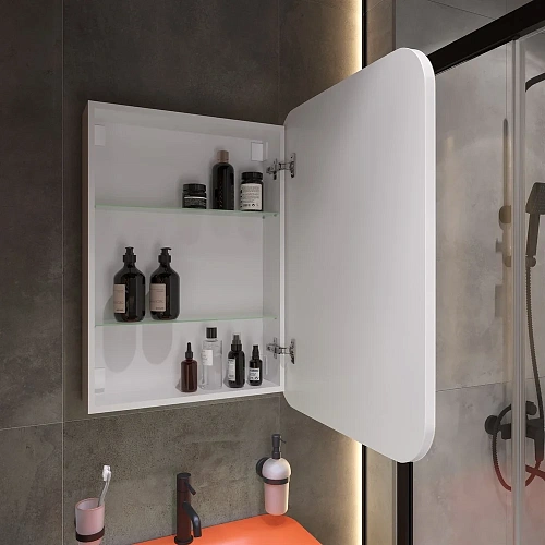 Зеркальный шкаф STWORKI Алта 60 см, с LED подсветкой и часами, смарт, прямоугольное, сенсорное управ 551041 Зеркальный шкаф STWORKI Алта 60 см, с LED подсветкой и часами, смарт, прямоугольное, сенсорное управ 551041