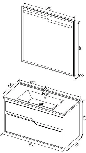 Комплект мебели Aquanet Модена 100 белый 00199303 Комплект мебели Aquanet Модена 100 белый 00199303