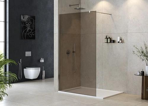 Душевая перегородка CEZARES LIBERTA-L-1-110-BR-Cr 110см стекло тонированное (бронза), профиль хром Душевая перегородка CEZARES LIBERTA-L-1-110-BR-Cr 110см стекло тонированное (бронза), профиль хром