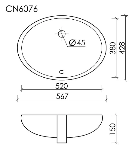 Раковина Ceramica Nova Element CN6076 520x380x150 мм встраиваемая под столешницу Раковина Ceramica Nova Element CN6076 520x380x150 мм встраиваемая под столешницу