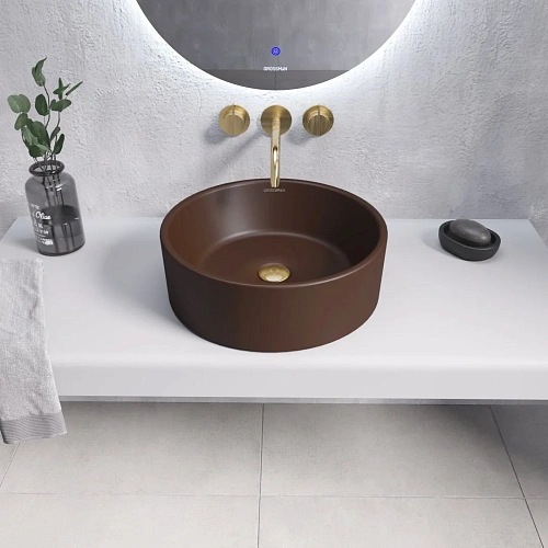 Раковина GROSSMAN Color GR-3013BRM (410x410x150) коричневая матовая Раковина GROSSMAN Color GR-3013BRM (410x410x150) коричневая матовая