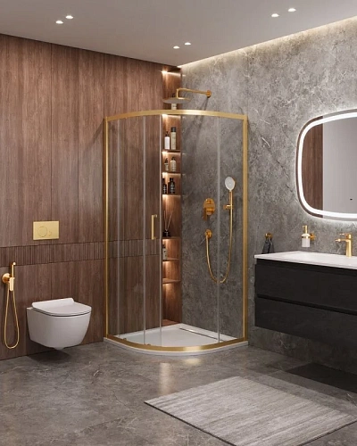 Душевой уголок CEZARES MOLVENO-R-1-90-C-BORO-IV цвет профиля брашированное золото стекло прозрачное 900x900 мм Душевой уголок CEZARES MOLVENO-R-1-90-C-BORO-IV цвет профиля брашированное золото стекло прозрачное 900x900 мм