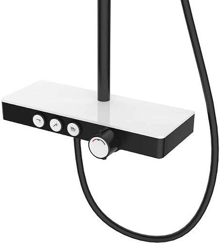 Душевая система BERGES MORANS 075002 с изливом и термостатом, черный матовый Душевая система BERGES MORANS 075002 с изливом и термостатом, черный матовый