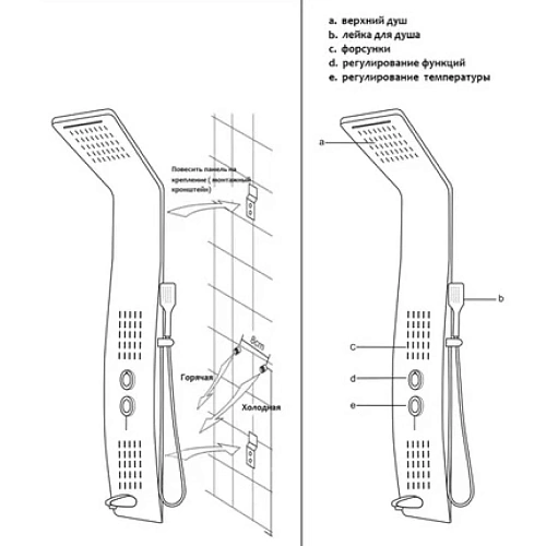 Душевая панель Ceruttispa VIRGINIA MW CT9982 из нержавеющей стали с форсунками, белый мрамор Душевая панель Ceruttispa VIRGINIA MW CT9982 из нержавеющей стали с форсунками, белый мрамор