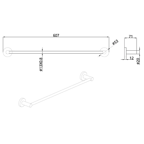 Полотенцедержатель AQUAme Trento AQM7204CR хром Полотенцедержатель AQUAme Trento AQM7204CR хром