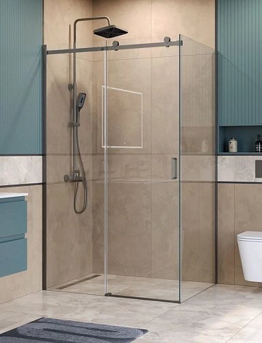 Душевой уголок BelBagno SOFT_CLOSE-2-AH-1-120/90-C-GM 120x90 см, профиль оружейная сталь, стекло прозрачное Душевой уголок BelBagno SOFT_CLOSE-2-AH-1-120/90-C-GM 120x90 см, профиль оружейная сталь, стекло прозрачное