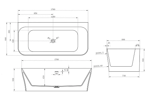 Ванна из искусственного камня ABBER AS9616 170x80 универсальная, белая матовая, искусственный камень Ванна из искусственного камня ABBER AS9616 170x80 универсальная, белая матовая, искусственный камень