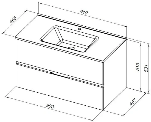 Тумба под раковину Aquanet Алвита New 90 2 ящика, антрацит 00303919 Тумба под раковину Aquanet Алвита New 90 2 ящика, антрацит 00303919