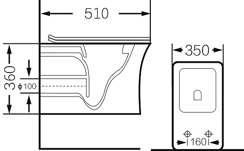 Унитаз подвесной GROSSMAN GR-4461S 510x350x360 белый безободковый с тонкой крышкой Унитаз подвесной GROSSMAN GR-4461S 510x350x360 белый безободковый с тонкой крышкой