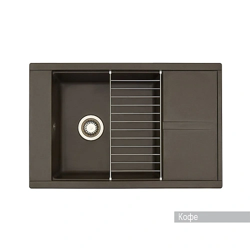 Кухонная мойка Aquaton Делия 78 1A715132DE280 из литого мрамора, прямоугольная, с крылом кофе Кухонная мойка Aquaton Делия 78 1A715132DE280 из литого мрамора, прямоугольная, с крылом кофе