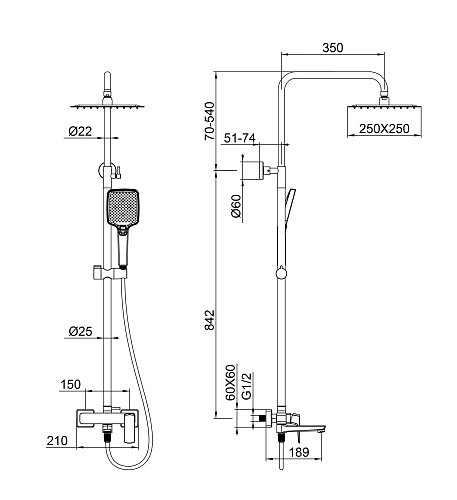 Душевая система Wonzon & Woghand FORZA брашированный никель (WW-739031-BN) Душевая система Wonzon & Woghand FORZA брашированный никель (WW-739031-BN)