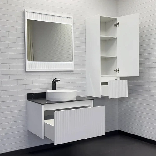 Тумба с раковиной Comforty Марсель-75 00-00012270 белая матовая со столешницей под черный мрамор c раковиной Comforty 9110 Тумба с раковиной Comforty Марсель-75 00-00012270 белая матовая со столешницей под черный мрамор c раковиной Comforty 9110