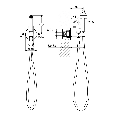 Гигиенический душ Timo Saona 2337/03SM хром Гигиенический душ Timo Saona 2337/03SM хром