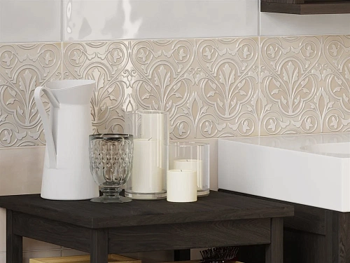 Вставка Cersanit Pudra узор бежевый 20x44 PD2G011 Вставка Cersanit Pudra узор бежевый 20x44 PD2G011