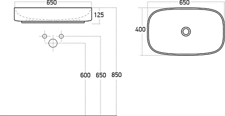 Раковина STWORKI накладная 65 3064-KL белый глянец 559993 Раковина STWORKI накладная 65 3064-KL белый глянец 559993