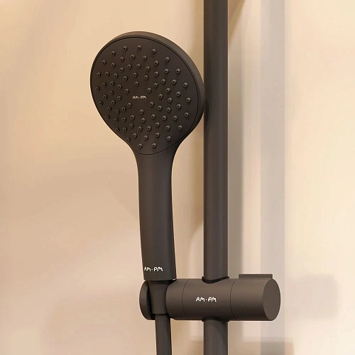 Душевой уголок AM.PM Gem 90х90 WK93EP с душевой системой и аксессуарами, профиль черный матовый, стекло прозрачное Душевой уголок AM.PM Gem 90х90 WK93EP с душевой системой и аксессуарами, профиль черный матовый, стекло прозрачное