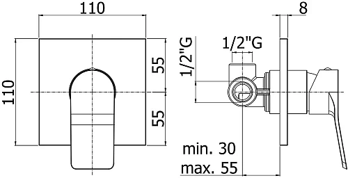 Смеситель для душа Paffoni Tilt TI010NO/M (с внутренней частью) Смеситель для душа Paffoni Tilt TI010NO/M (с внутренней частью)