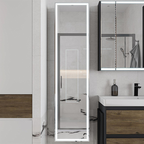 Шкаф-пенал STWORKI Кронборг МВК077 40, с подсветкой, черный 541673 Шкаф-пенал STWORKI Кронборг МВК077 40, с подсветкой, черный 541673