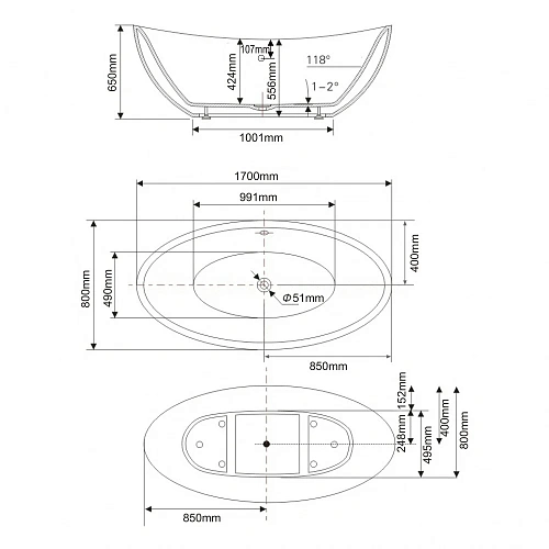 Ванна отдельностоящая Swedbe Vita 8805 1700мм Ванна отдельностоящая Swedbe Vita 8805 1700мм